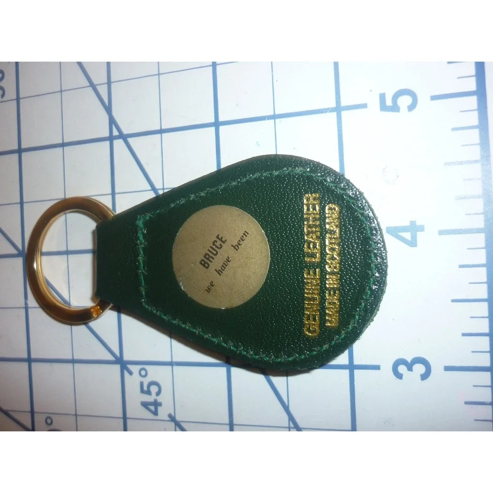 Clan Bruce Scottish Crest Keychain Green Leather Fuimus Motto Scotland Heritage‎